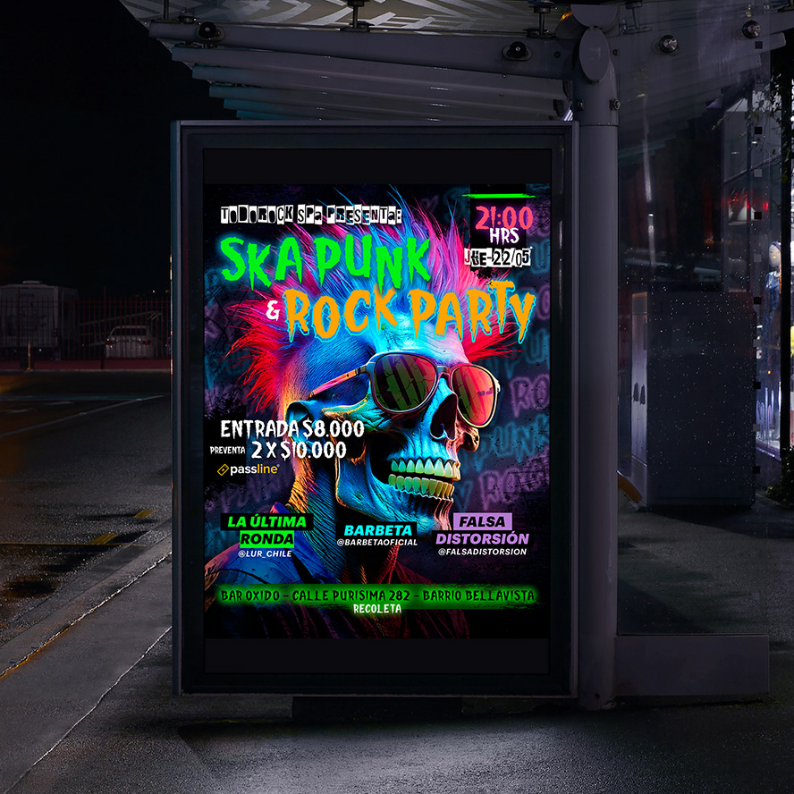 Evento Bar Óxido - diseño flyer evento nocturno Santiago David Varela