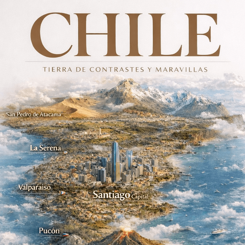 Poster de Chile generado con chatgpt, flyer, mapa, inteligencia artificial